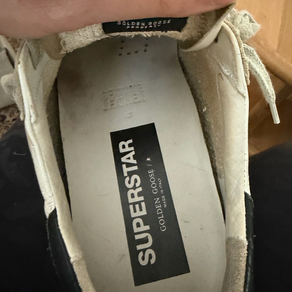 Golden Goose White Leather Superstar Sneakers with Black Heel - Picture 7 of 7